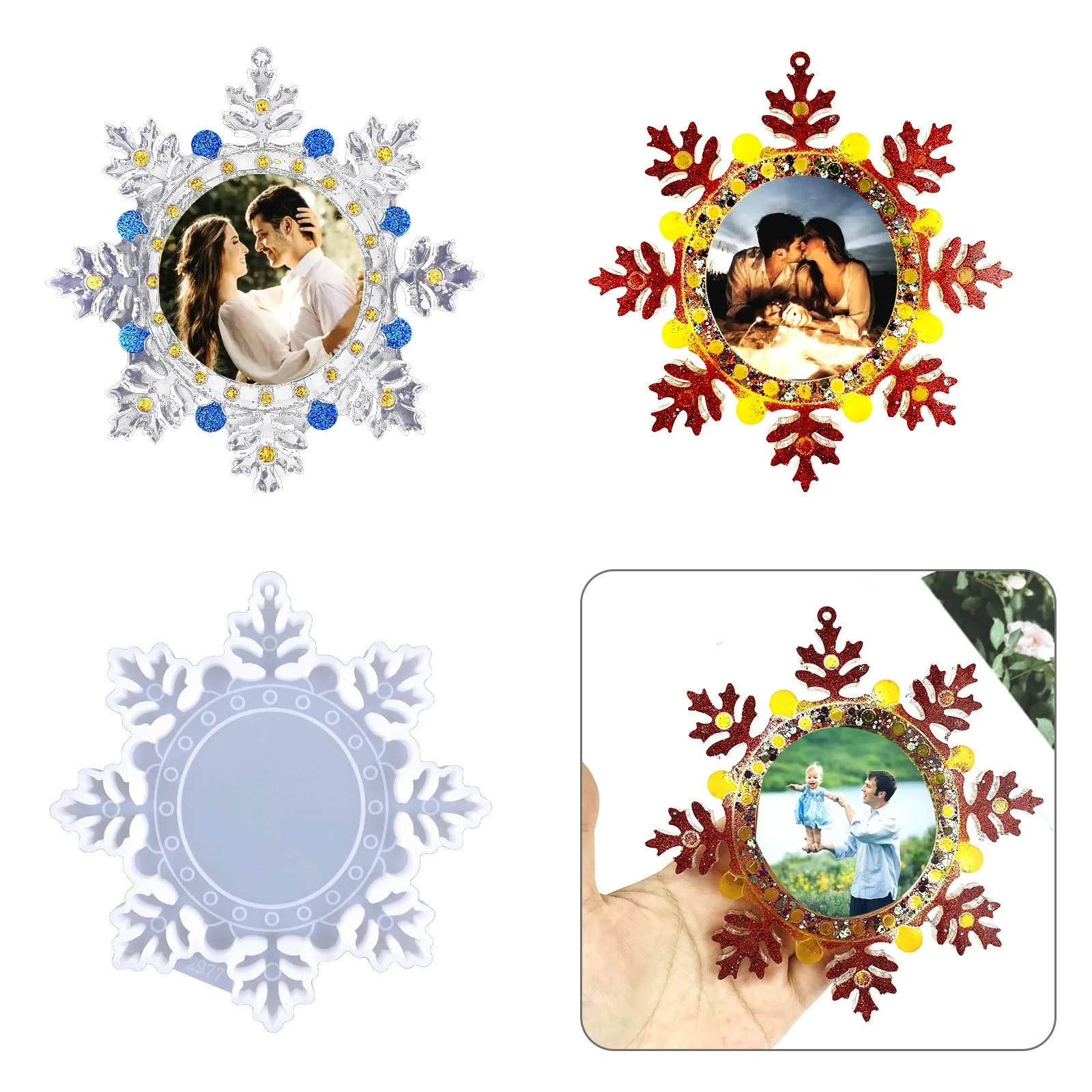 Snowflake Photo Frame Ornament Silicone Resin Mold