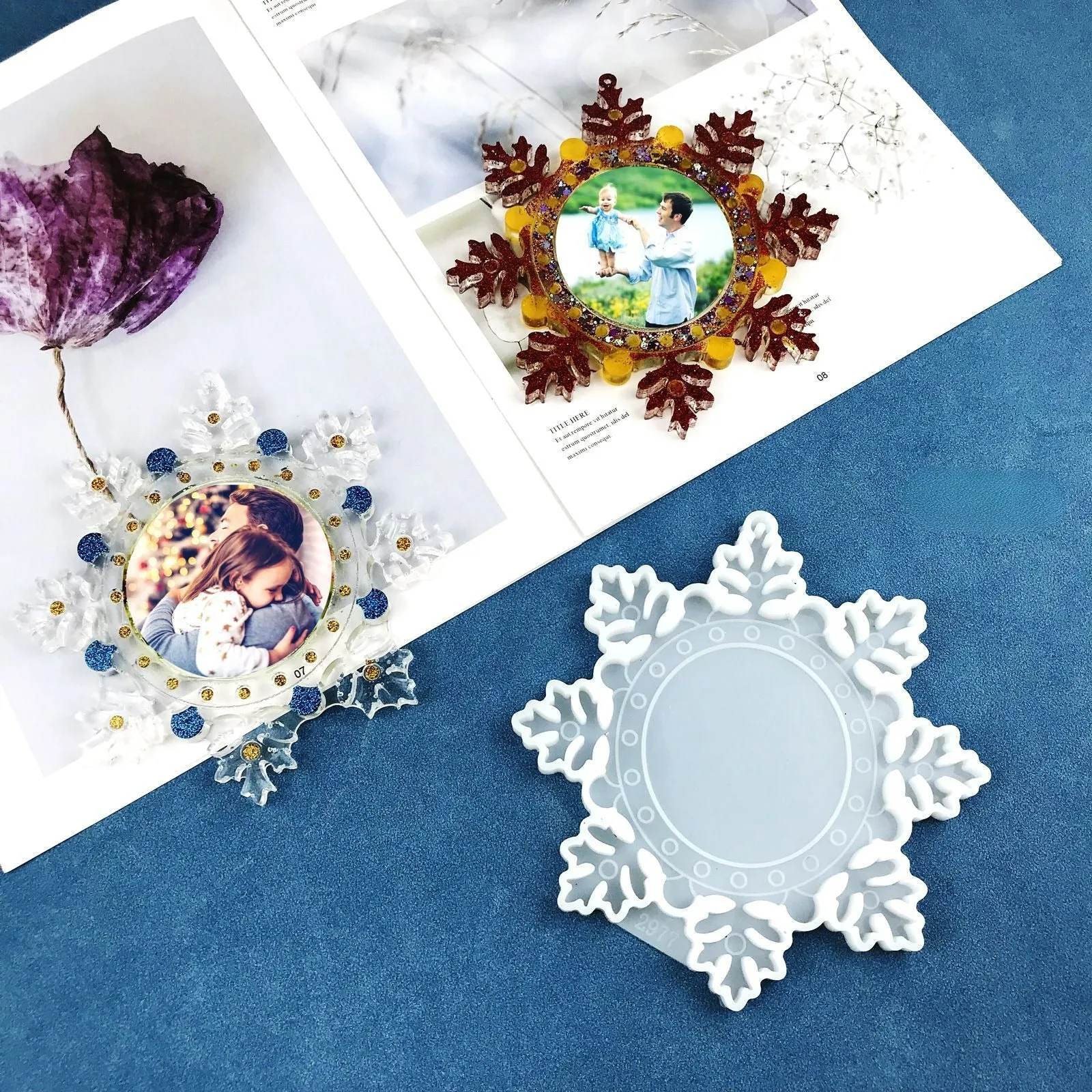 Snowflake Photo Frame Ornament Silicone Resin Mold