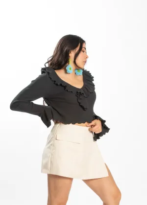 THE DAZED FLARE TOP ~ BLACK
