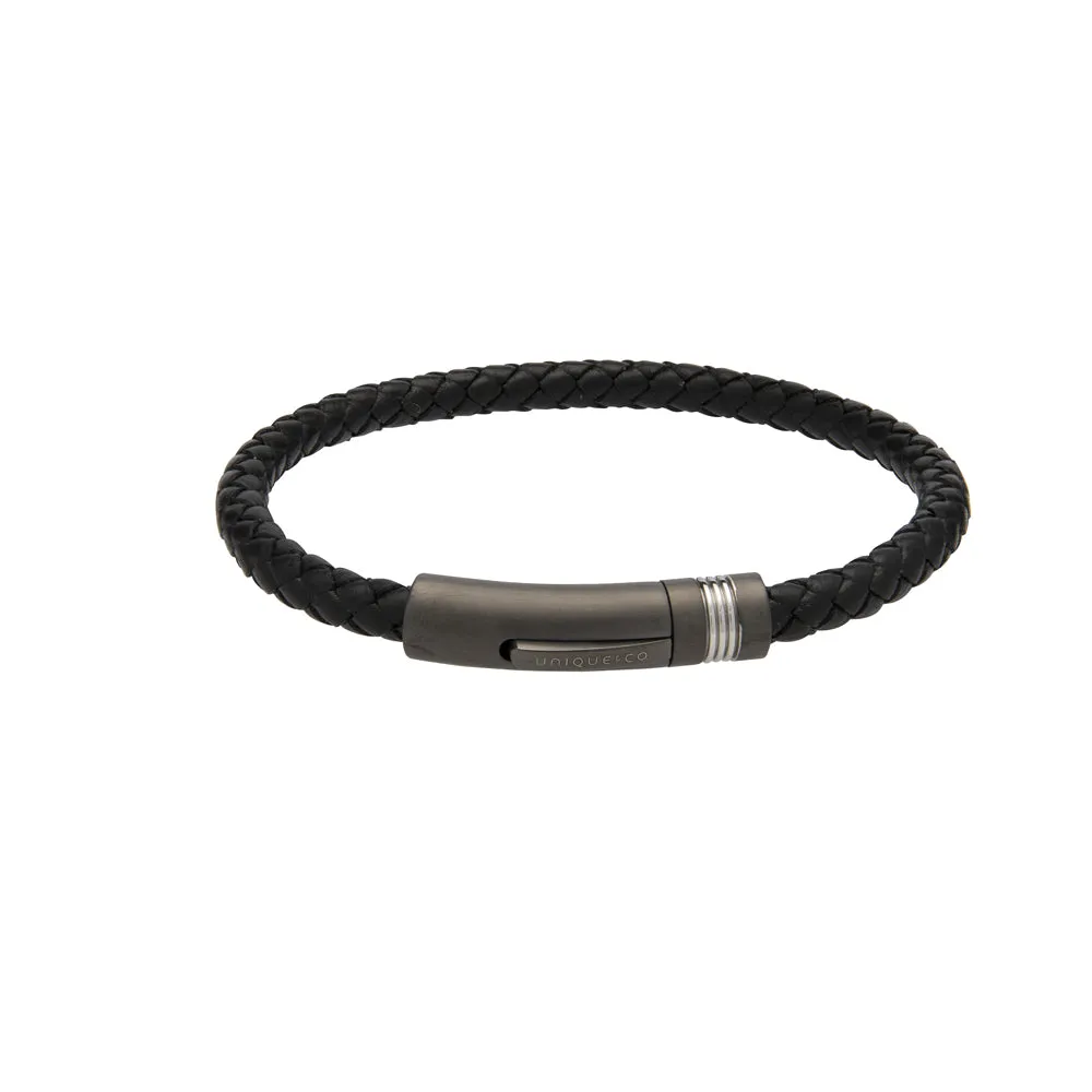 Unique & Co Black Leather Bracelet B431BL