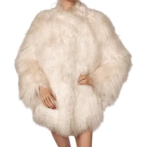 Vintage White Mongolian Lamb Jacket Ladies Size L