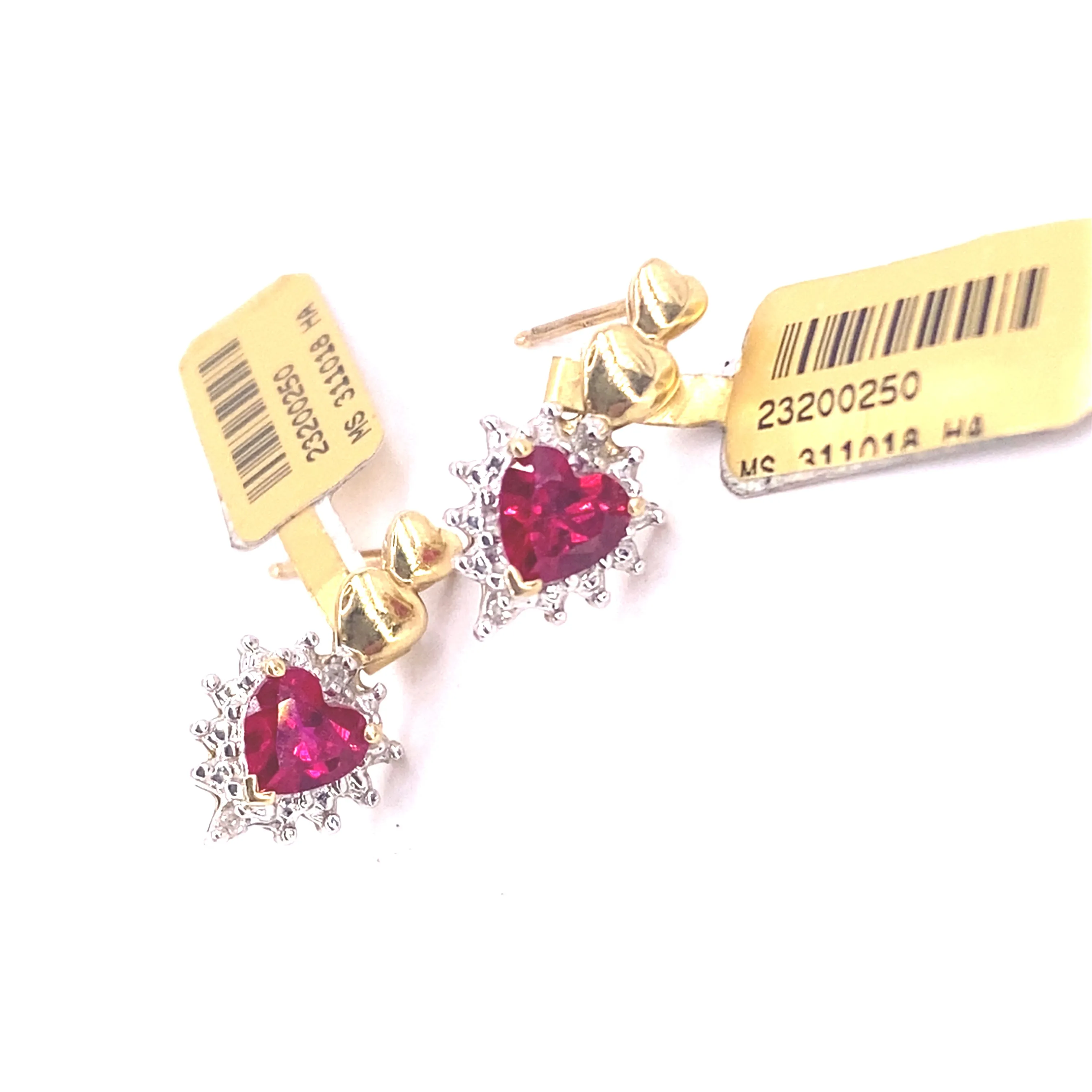 Women’s 9ct Yellow Gold Garnet Diamond Heart Earrings