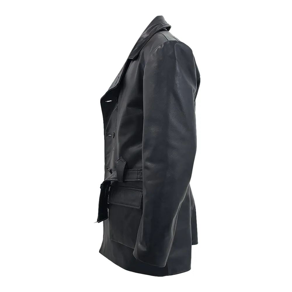 WW1 1917 U.S. Army Air Service Pilot Flying Barnstormer Black Leather Coat